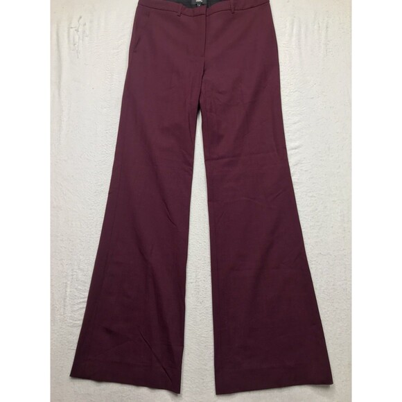 THEORY Demitria 2 Pant Women 8 (32x36) Burgundy Wide Leg Flare Wool Trouser - Picture 1 of 12
